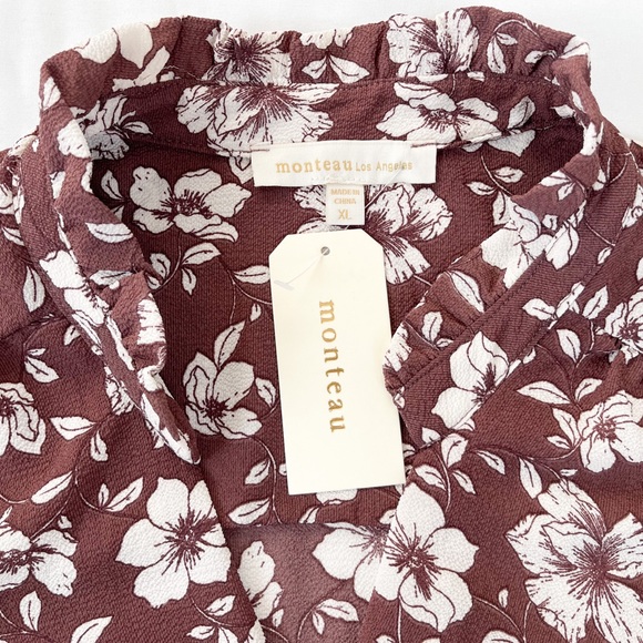 Monteau | Flower Blouse | Crop Top | Deep V Neck-line - Picture 6 of 7